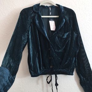 NWT Free People “Spirulina” Velvet Blouse. Size M